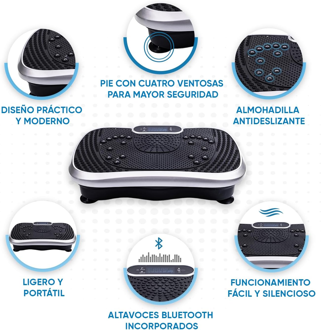 Plataforma Vibratoria de Entrenamiento con Accesorios y Guía de Ejercicios