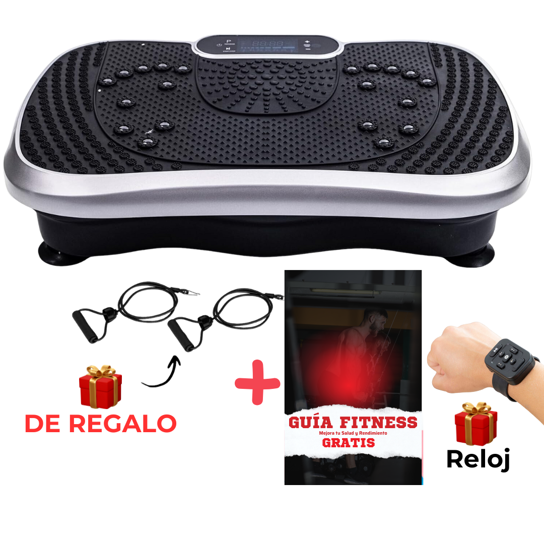 Plataforma Vibratoria de Entrenamiento con Accesorios y Guía de Ejercicios